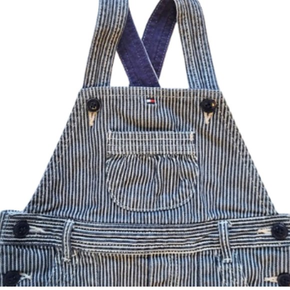 TOMMY HILFIGER Striped Denim Jean Overall Dress - Toddler Girl's 4 T - Picture 4 of 8